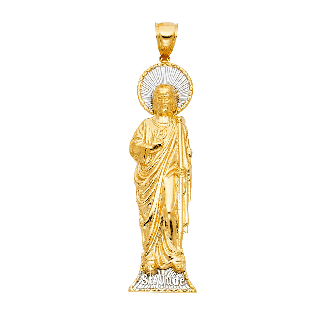14K Two Tone Gold CZ St.Jude Thaddeus Pendant