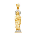 14K Two Tone Gold CZ St.Jude Thaddeus Pendant
