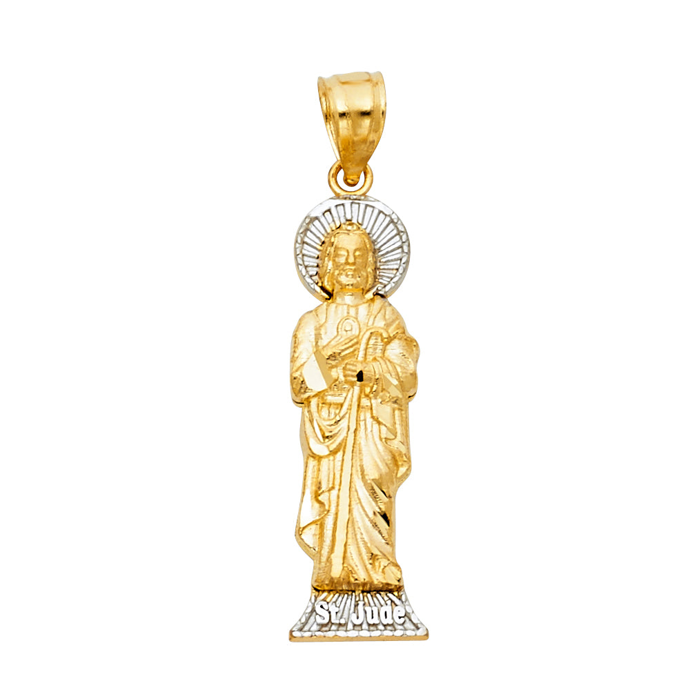 14K Two Tone Gold CZ St.Jude Thaddeus Pendant