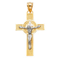14K Two Tone Gold San Benito Crucifix Cross