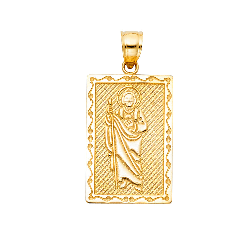 14K Yellow Gold CZ St.Jude Thaddeus Pendant