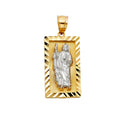 14K Two Tone Gold CZ St.Jude Thaddeus Pendant