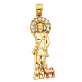 14K Two Tone Gold CZ San Lazaro Pendant
