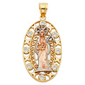 14K Yellow White Rose Gold Santa Muerte Pendant