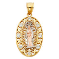 14K Yellow White Rose Gold Santa Muerte Pendant