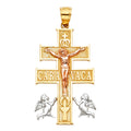 14K Yellow White Rose Gold Cross Of Caravaca Pendant
