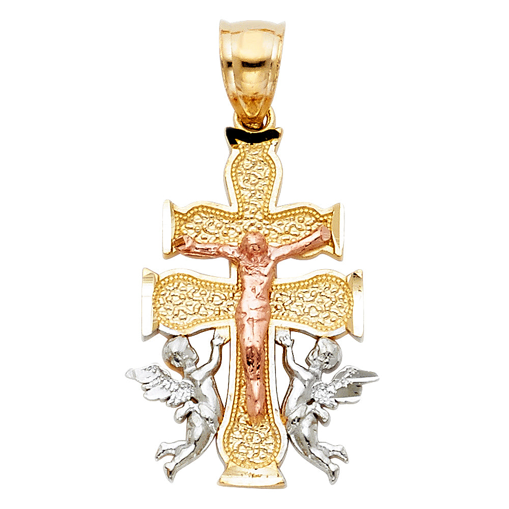 14K Yellow White Rose Gold Cross Of Caravaca Pendant