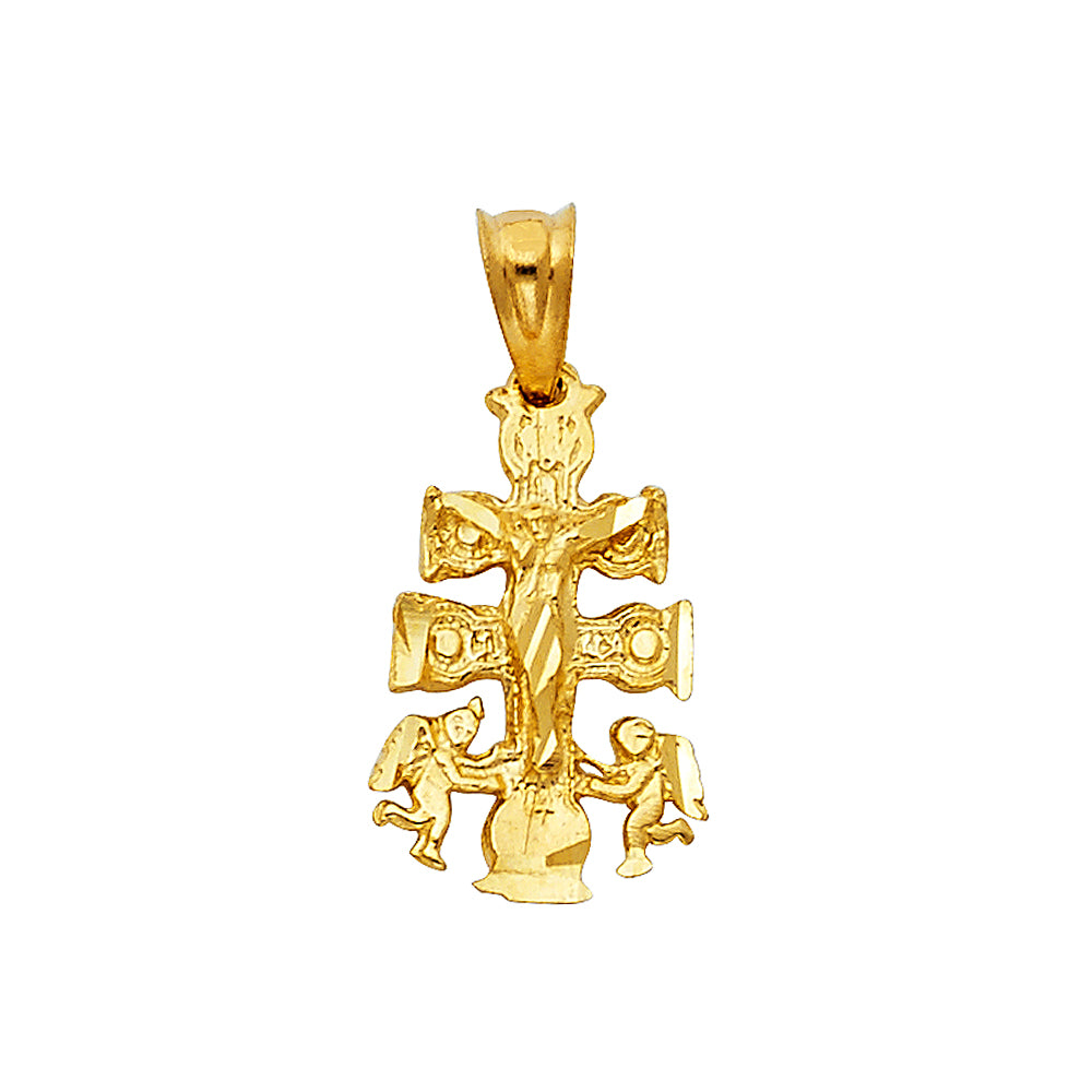 14K Yellow Gold Cross Of Caravaca Pendant