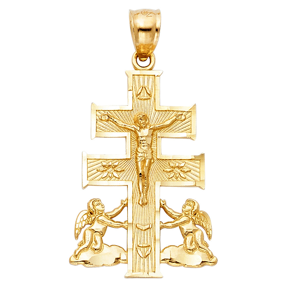 14K Yellow Gold Cross Of Caravaca Pendant