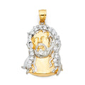 14K Two Tone Gold CZ Jesus Christ Head Pendant