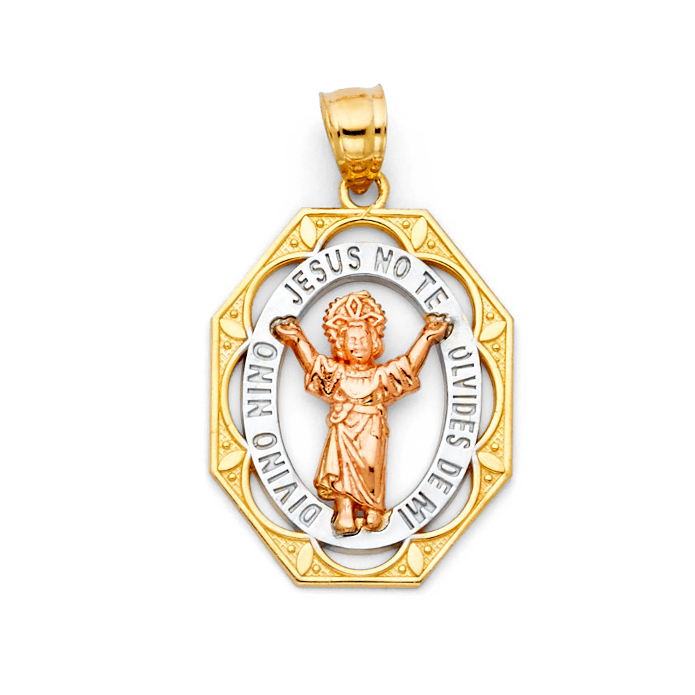 14K Yellow White Rose Gold Divine Infant Jesus Pendant