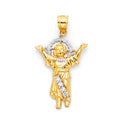 14K Two Tone Gold CZ Divine Infant Jesus Pendant