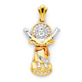 14K Yellow White Rose Gold CZ Divine Infant Jesus Pendant