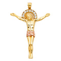 14K Two Tone Gold CZ Jesus Christ Body Pendant