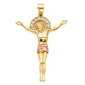 14K Two Tone Gold CZ Jesus Christ Body Pendant