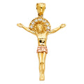 14K Two Tone Gold CZ Jesus Christ Body Pendant