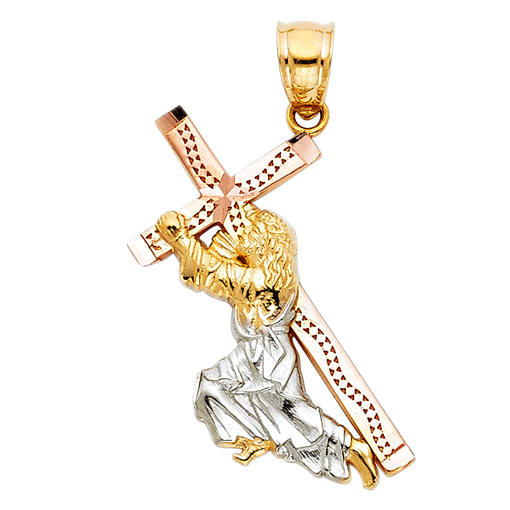 14K Yellow White Rose Gold Religious Pendant