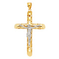 14K Two Tone Gold Cut-Out Crucifix Pendant