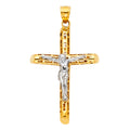 14K Two Tone Gold Cut-Out Crucifix Pendant