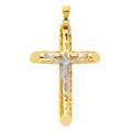 14K Two Tone Gold Cut-Out Crucifix Pendant