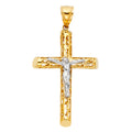 14K Two Tone Gold Cut-Out Crucifix Pendant