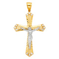 14K Two Tone Gold CZ Cut-Out Crucifix Pendant