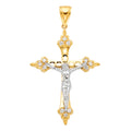 14K Two Tone Gold CZ Cut-Out Crucifix Pendant