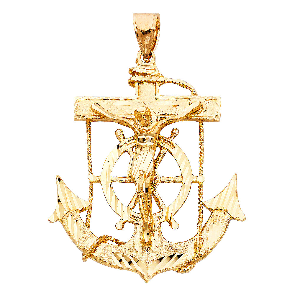 14K Yellow Gold Mariner Crucifix Pendant