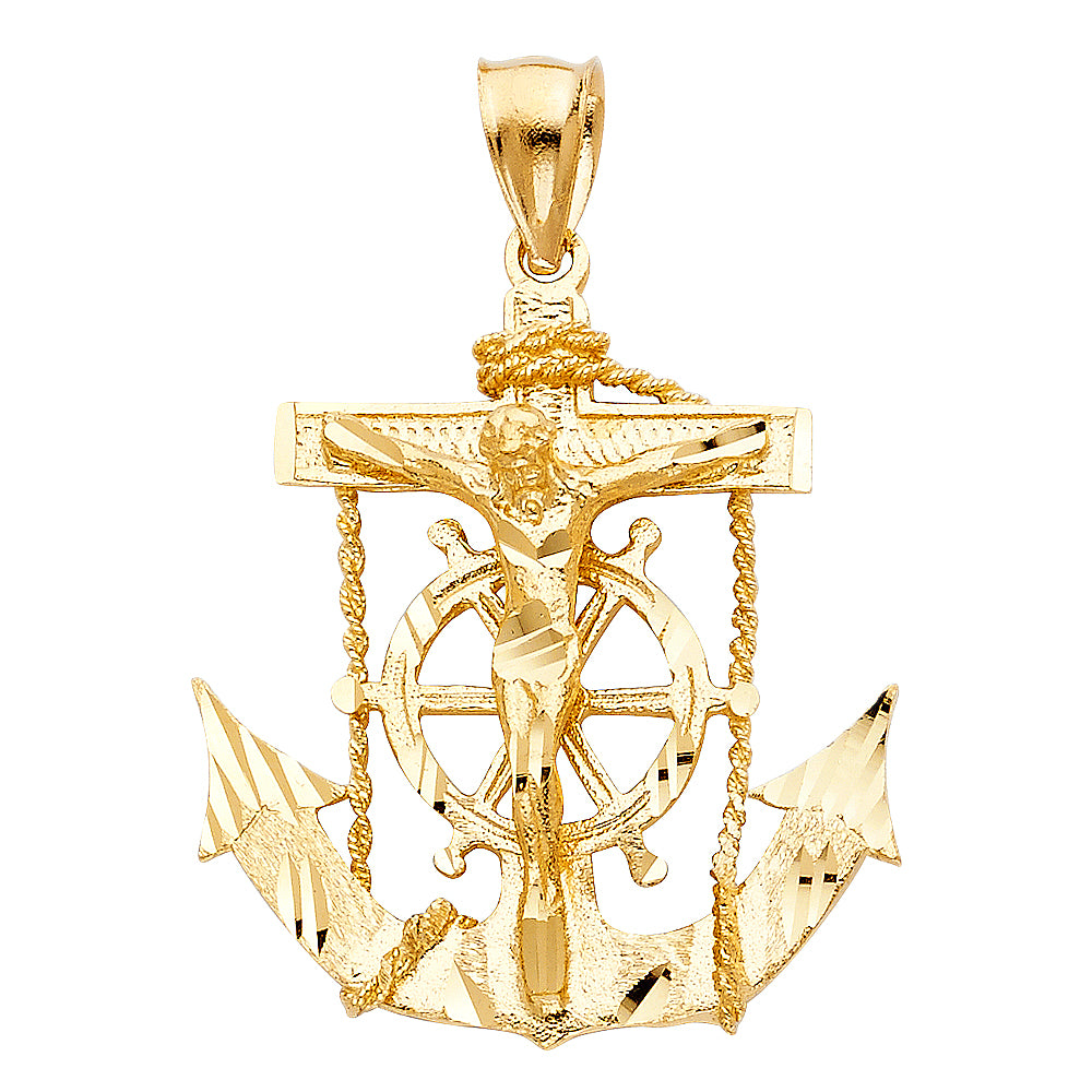 14K Yellow Gold Mariner Crucifix Pendant