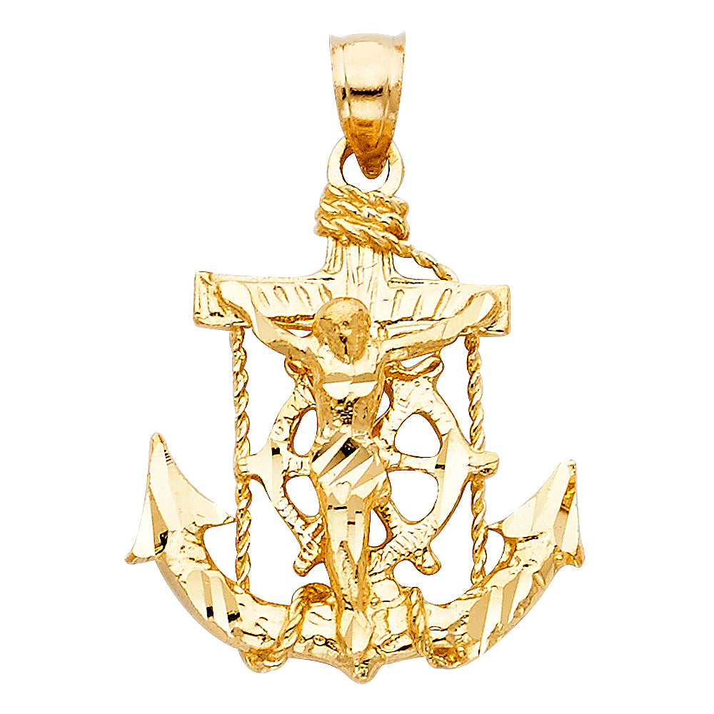 14K Yellow Gold Mariner Crucifix Pendant
