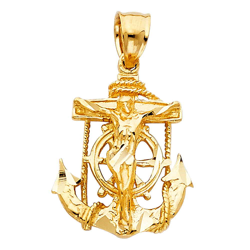 14K Yellow Gold Mariner Crucifix Pendant