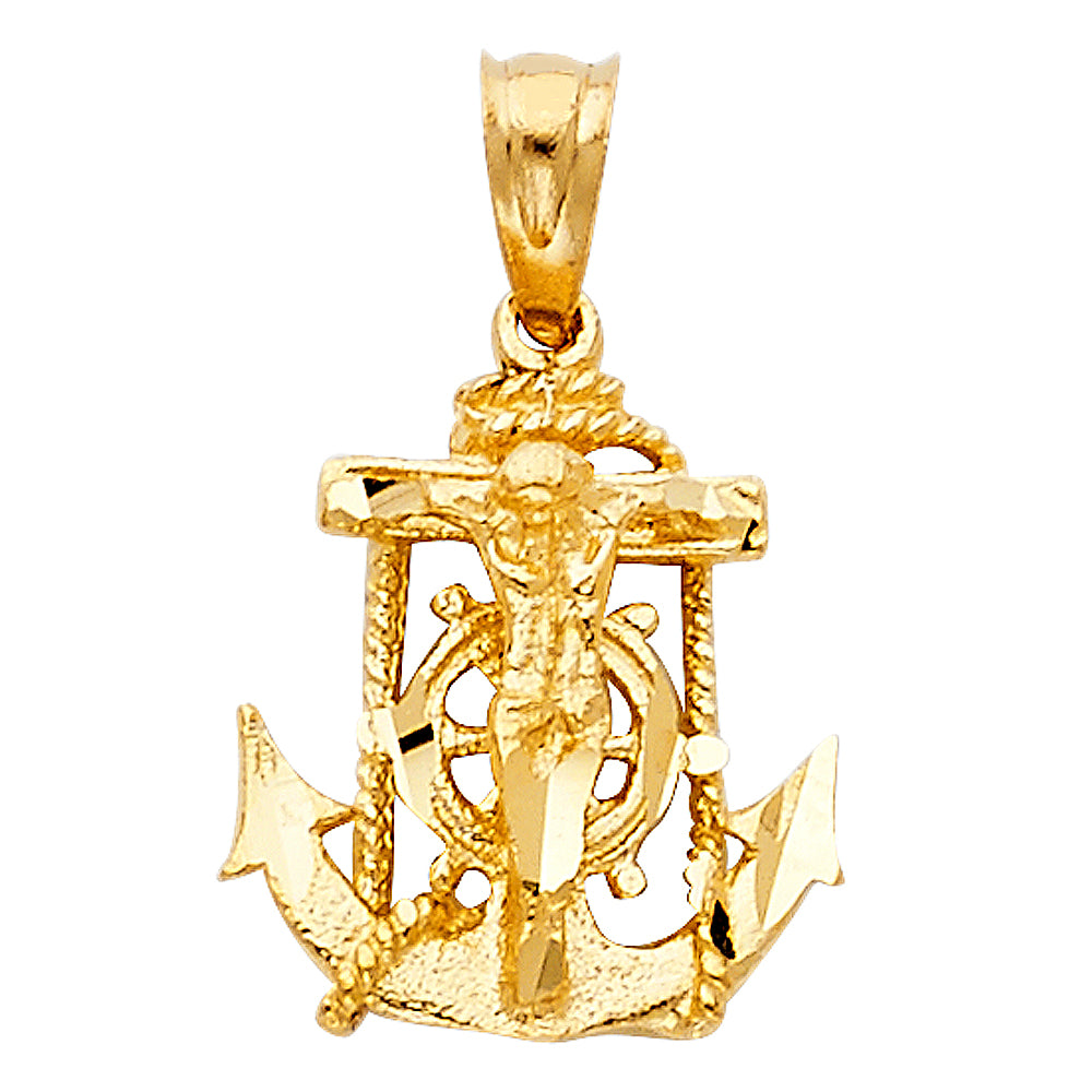 14K Yellow Gold Mariner Crucifix Pendant