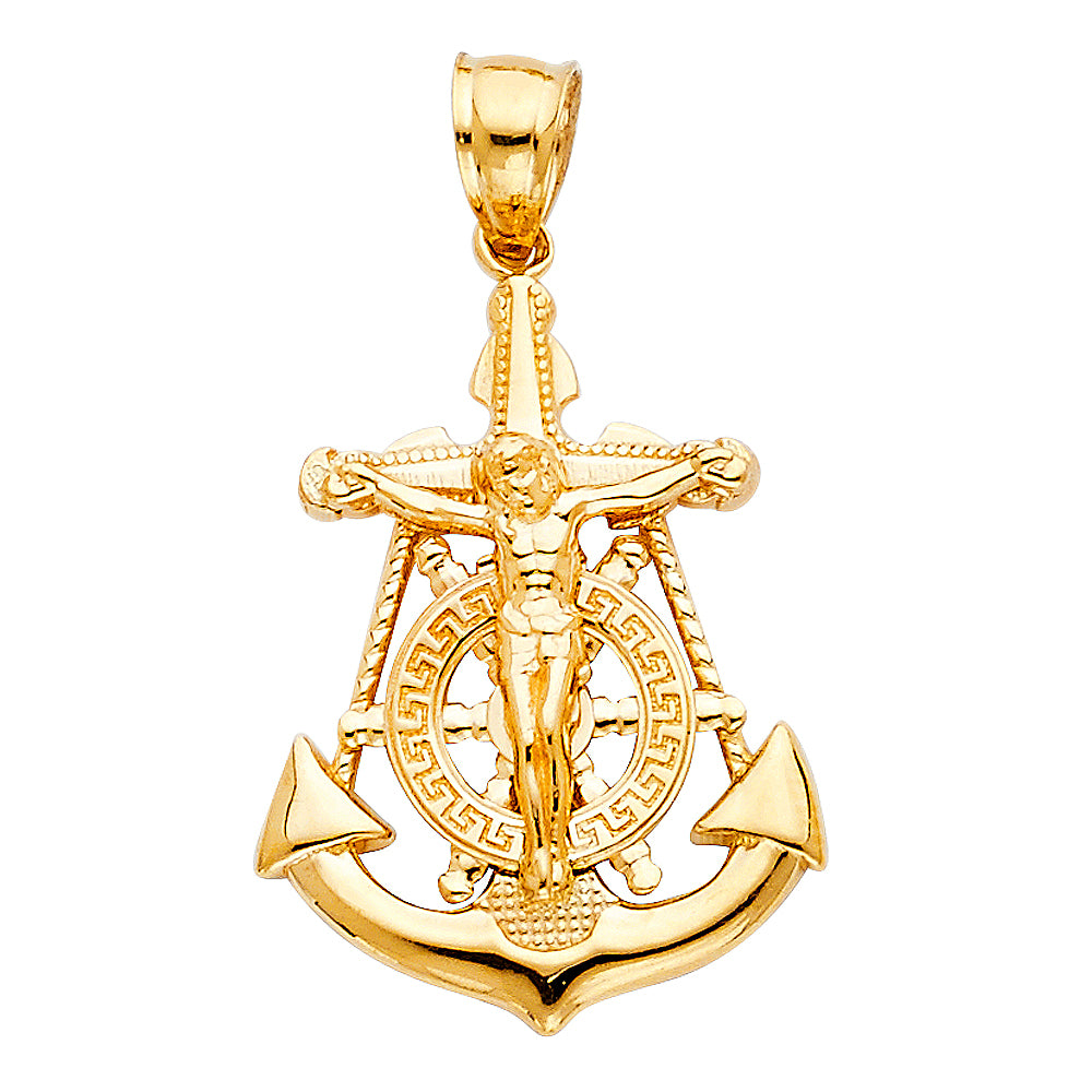 14K Yellow Gold Mariner Crucifix Pendant