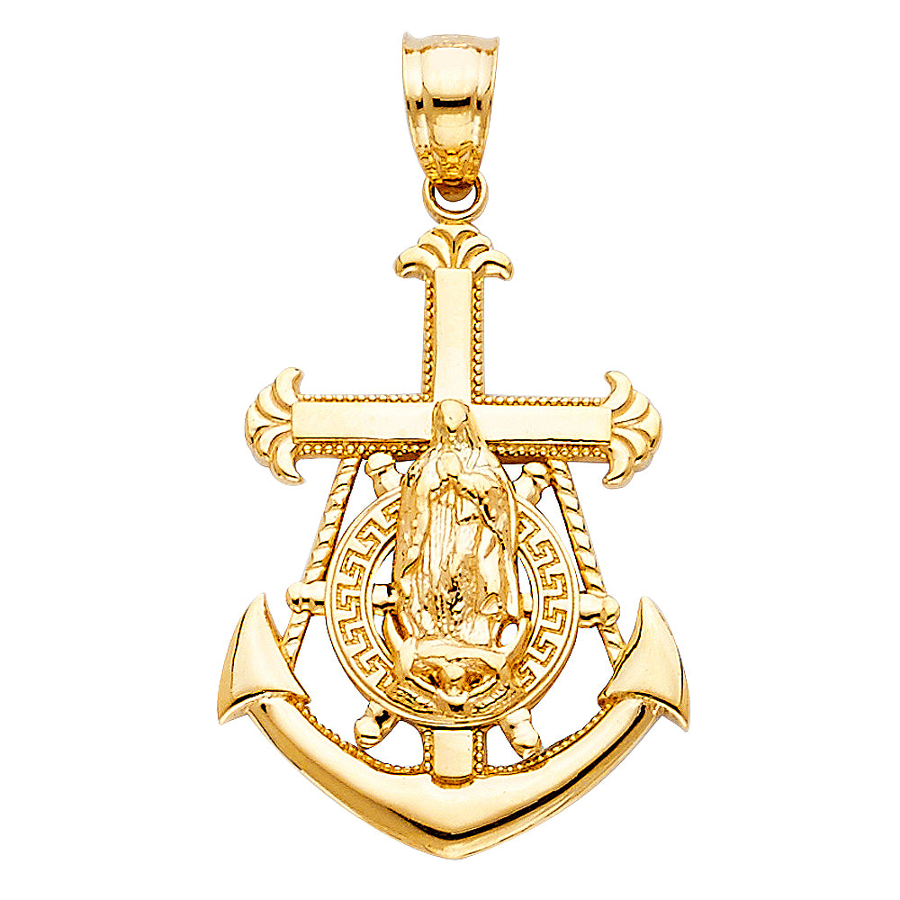 14K Yellow Gold Our Lady Of Guadalupe Pendant