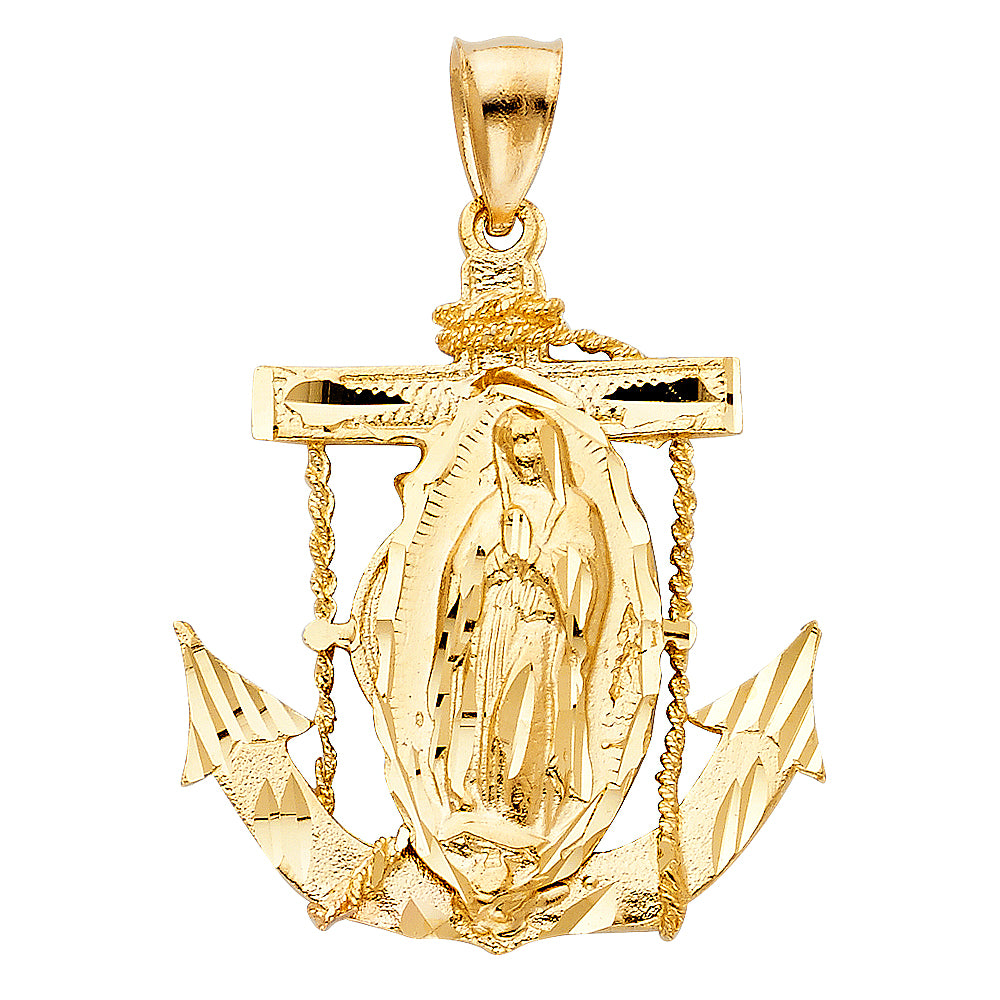 14K Yellow Gold Our Lady Of Guadalupe Pendant