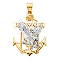 14K Two Tone Gold Mariner Eagle Pendant