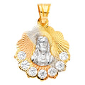 14K Yellow White Rose Gold Guadalupe CZ Pendant