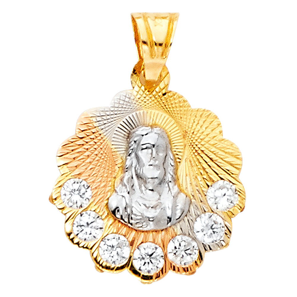 14K Yellow White Rose Gold Guadalupe CZ Pendant