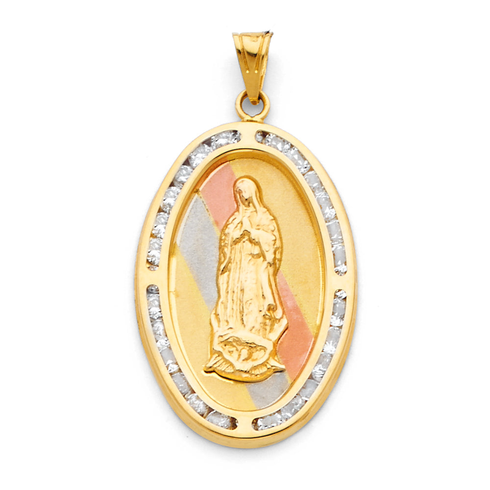 14K Yellow White Rose Gold Guadalupe CZ Pendant