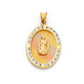 14K Yellow White Rose Gold Guadalupe CZ Pendant