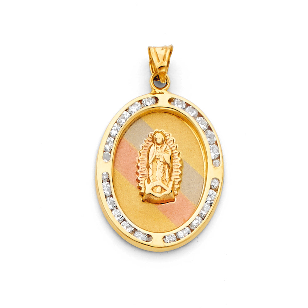 14K Yellow White Rose Gold Guadalupe CZ Pendant