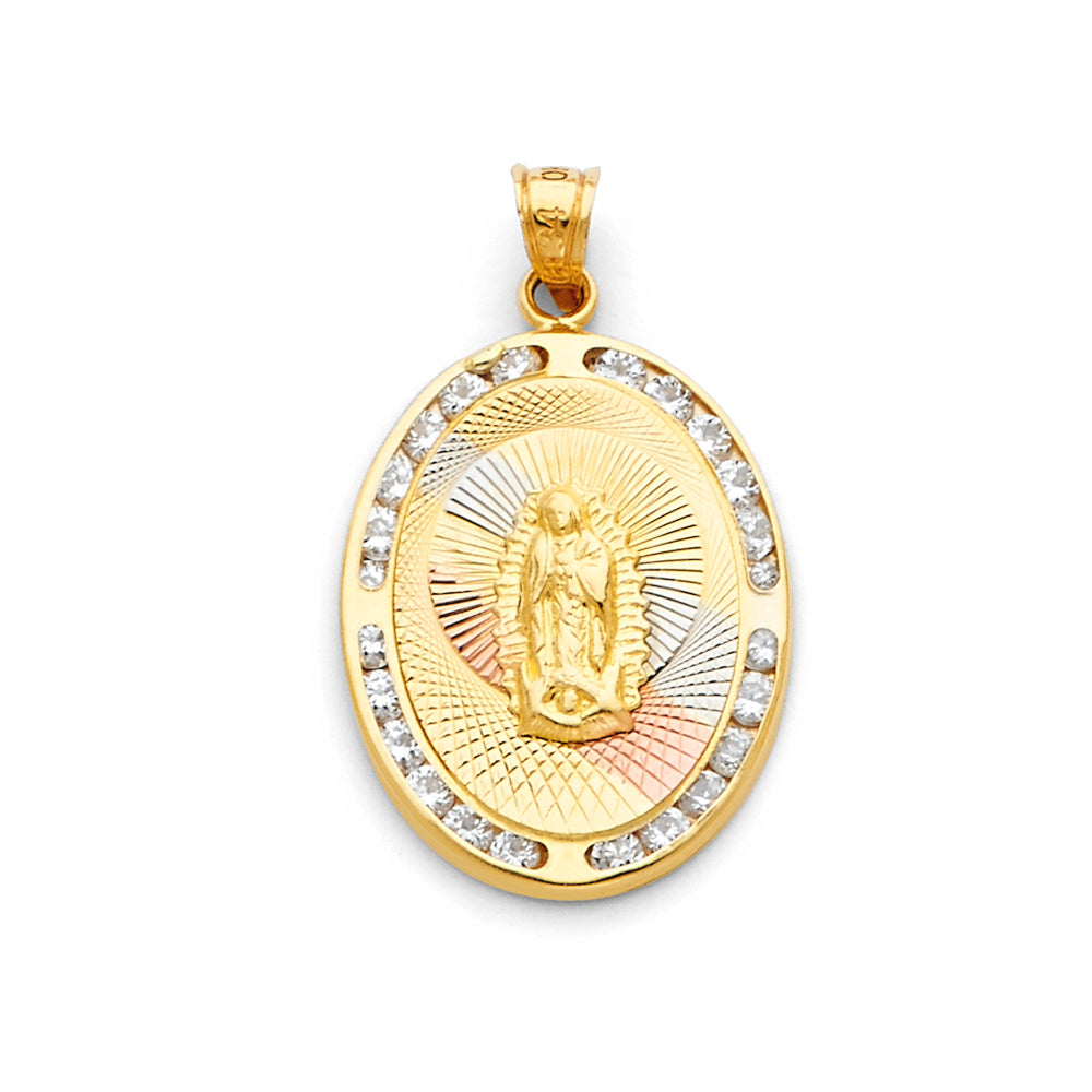 14K Yellow White Rose Gold Guadalupe CZ Pendant