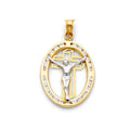 14K Two Tone Gold Jesus CZ Pendant