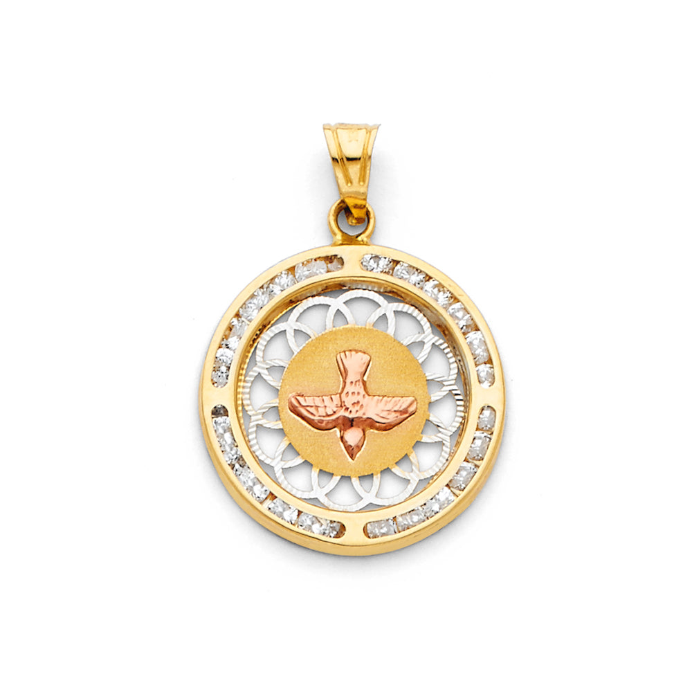 14K Yellow White Rose Gold Spirit Saint CZ Pendant