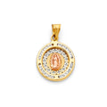 14K Yellow White Rose Gold Guadalupe CZ Pendant