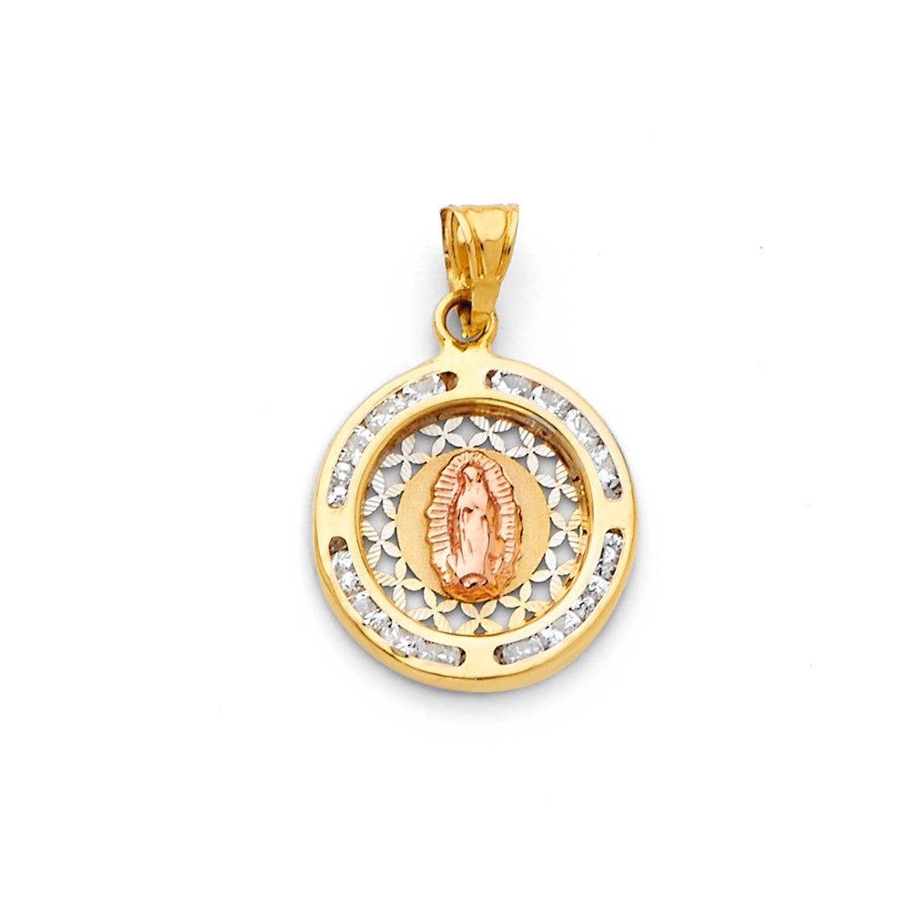 14K Yellow White Rose Gold Guadalupe CZ Pendant