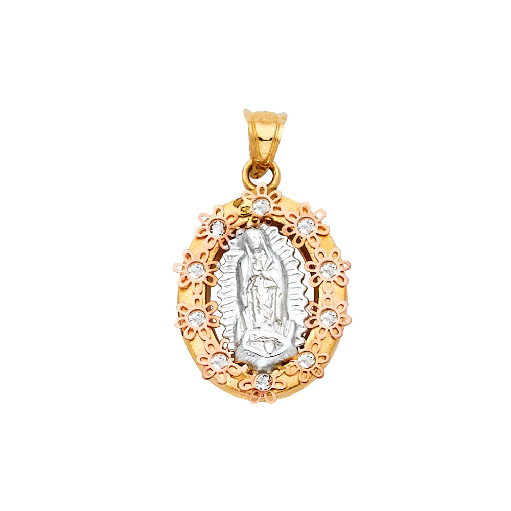 14K Two Tone Gold Our Lady Of Guadalupe Pendant