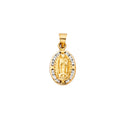 14K Yellow Gold CZ Our Lady Of Guadalupe Pendant