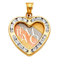 14K Yellow White Rose Gold CZ Teamo Heart Pendant