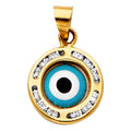 14K Yellow White Rose Gold CZ Evil Eye Pendant